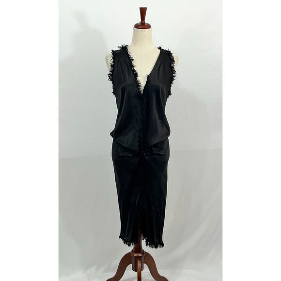 JAGA Sz 1 S Small Black Mykonos Satin Sleeveless Midi Dress - Picture 8 of 11